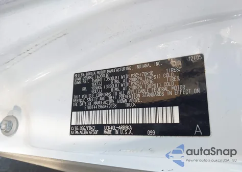 2006 Toyota Tundra Sr5 V8 из США, поврежденный, VIN 5TBBT44196S479138